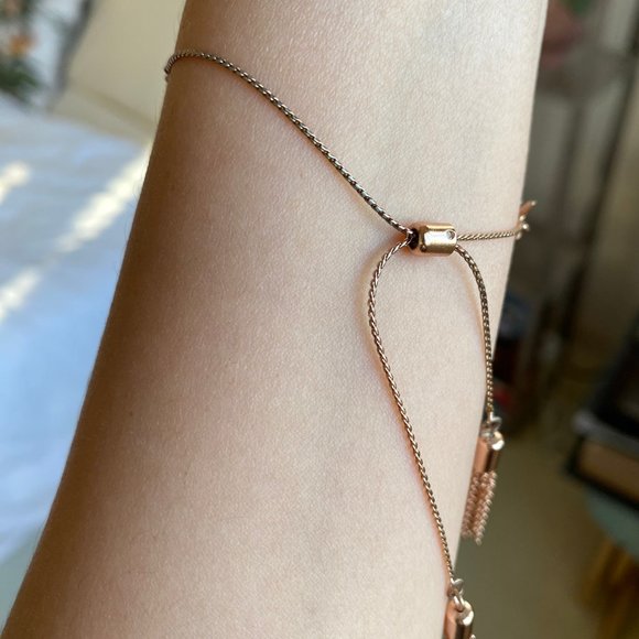 Charming Charlie Rose Gold Herringbone Leaves and Tassels Bracelet - Picture 4 of 4